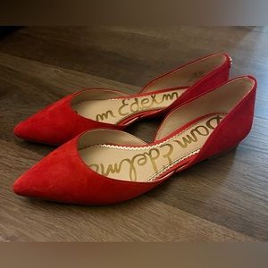 Sam Edelman Rodney D’Orsay Flat in Lipstick Red Suede